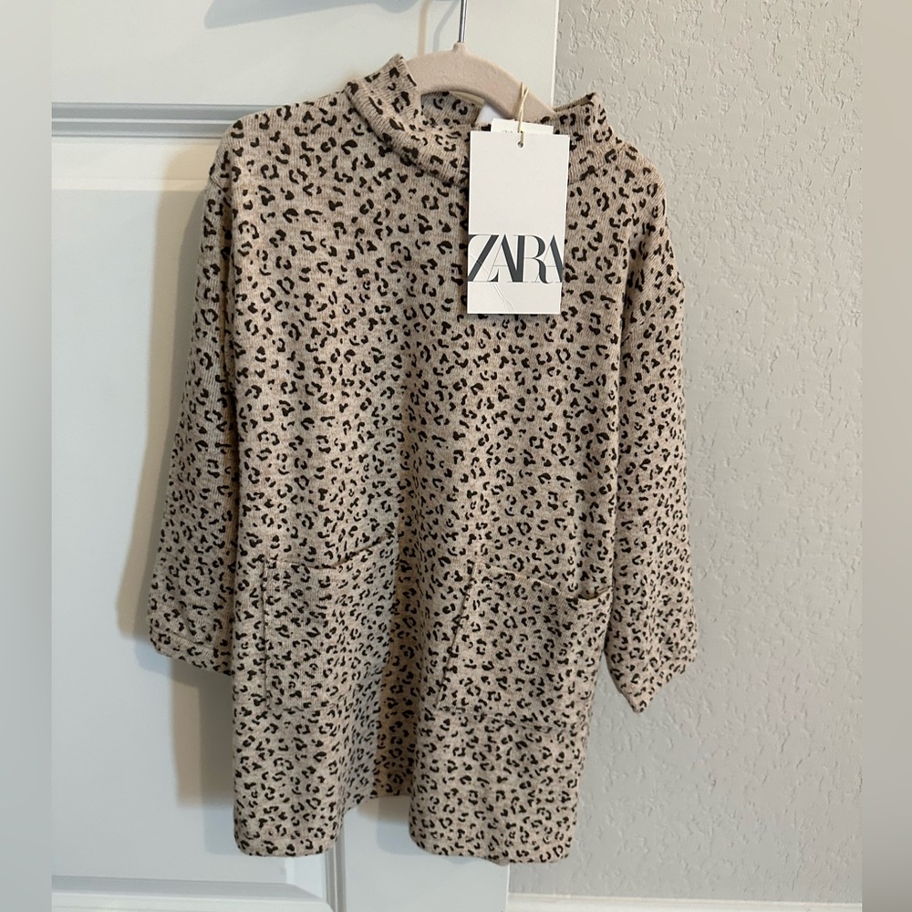 Zara Kids leopard sweater dress NWT